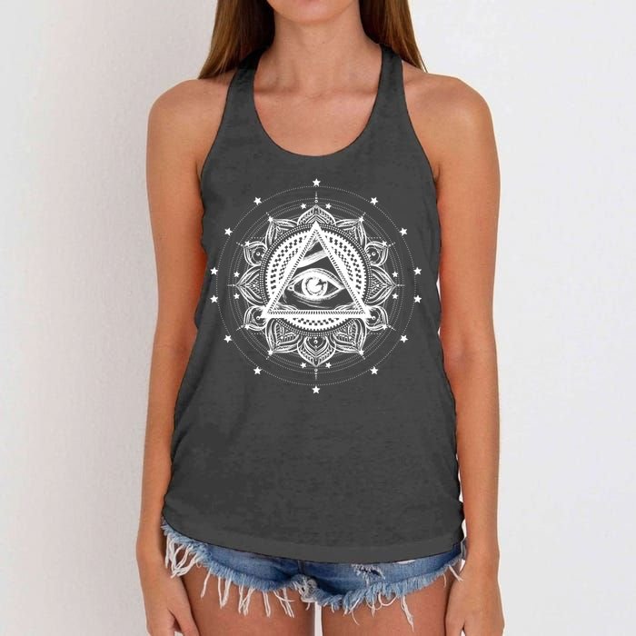 All Seeing Eye Hypnosis Psychic Women's Knotted Racerback Tank