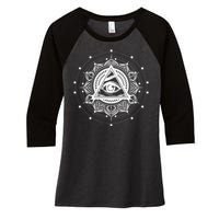 All Seeing Eye Hypnosis Psychic Women's Tri-Blend 3/4-Sleeve Raglan Shirt