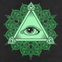 All Seeing Pyramid Eye 7 Panel Mesh Trucker Snapback Hat