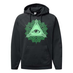 All Seeing Pyramid Eye Performance Fleece Hoodie