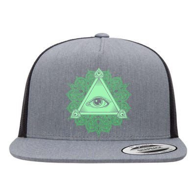 All Seeing Pyramid Eye Flat Bill Trucker Hat