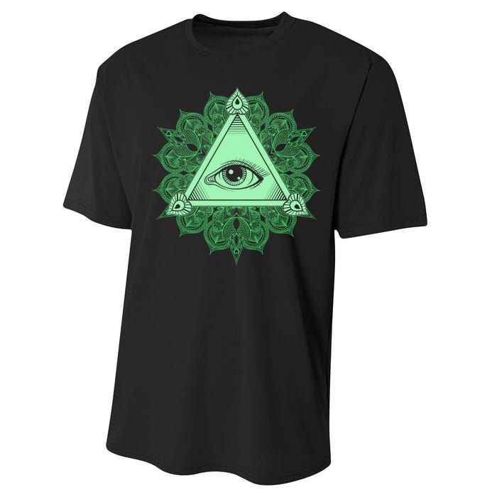 All Seeing Pyramid Eye Performance Sprint T-Shirt