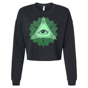 All Seeing Pyramid Eye Cropped Pullover Crew