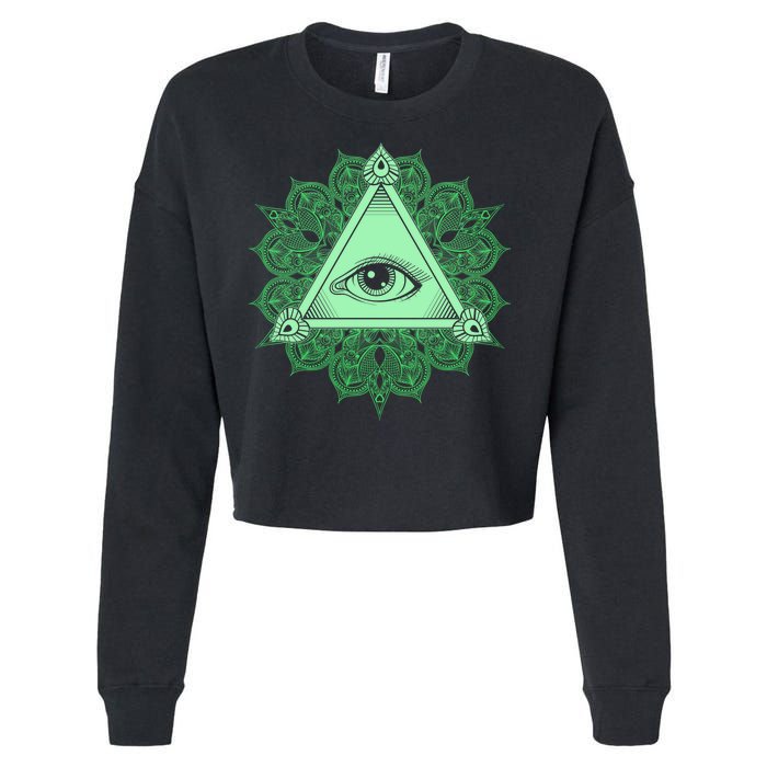 All Seeing Pyramid Eye Cropped Pullover Crew