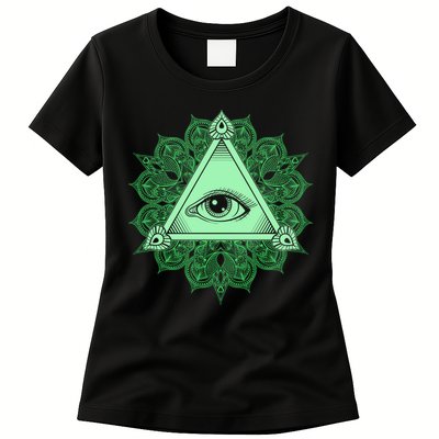 All Seeing Pyramid Eye Womens T-Shirt