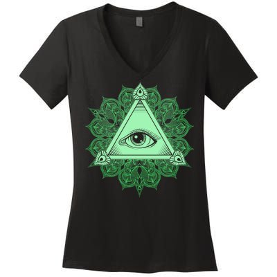 All Seeing Pyramid Eye Women's V-Neck T-Shirt