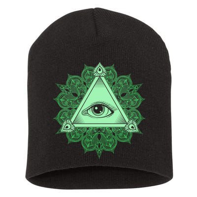 All Seeing Pyramid Eye Short Acrylic Beanie