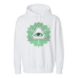 All Seeing Pyramid Eye Garment-Dyed Fleece Hoodie