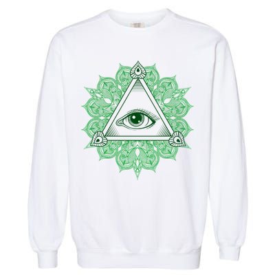 All Seeing Pyramid Eye Garment-Dyed Sweatshirt