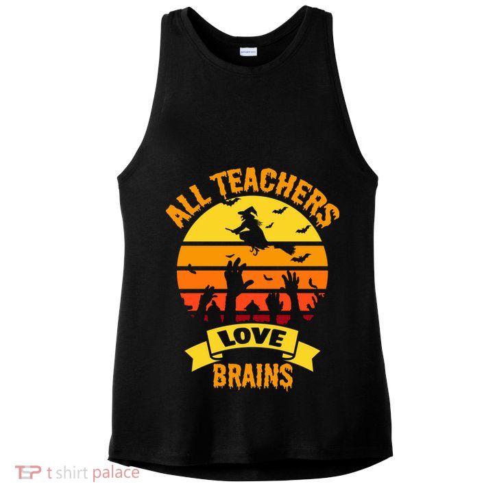 All Teachers Love Brains Ladies PosiCharge Tri-Blend Wicking Tank