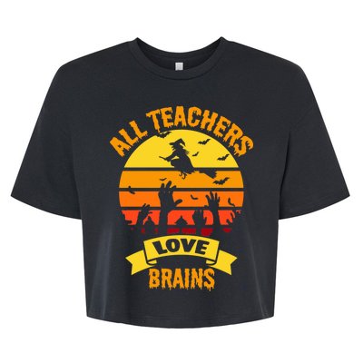 All Teachers Love Brains Bella+Canvas Jersey Crop Tee