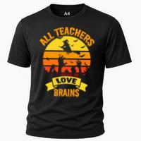 All Teachers Love Brains Cooling Performance Crew T-Shirt