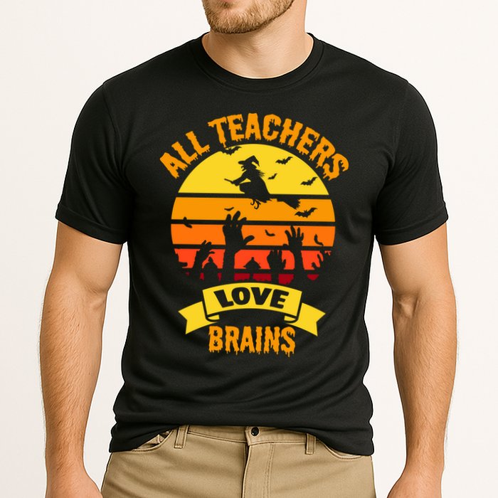 All Teachers Love Brains Cooling Performance Crew T-Shirt
