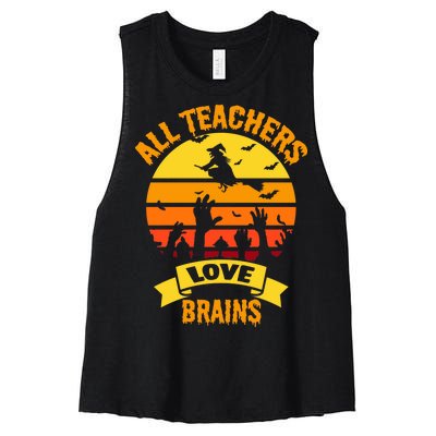 All Teachers Love Brains Women's Racerback Cropped Tank