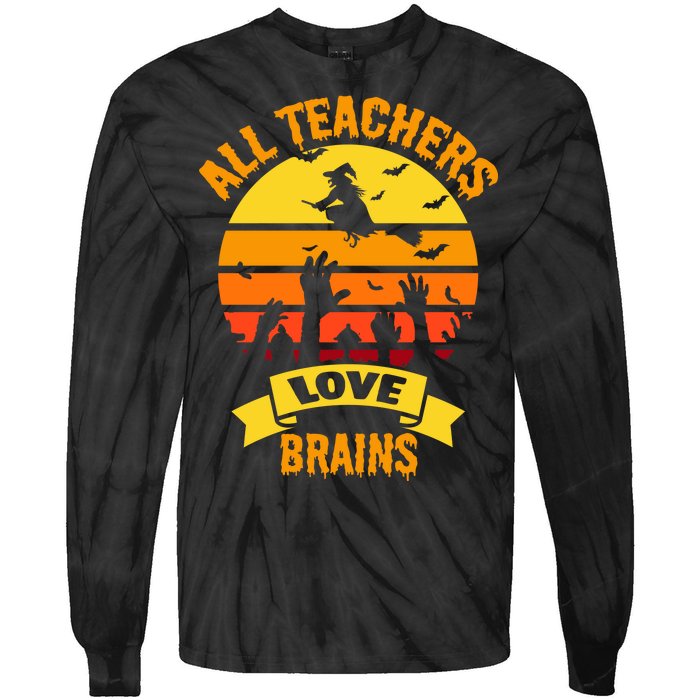 All Teachers Love Brains Tie-Dye Long Sleeve Shirt