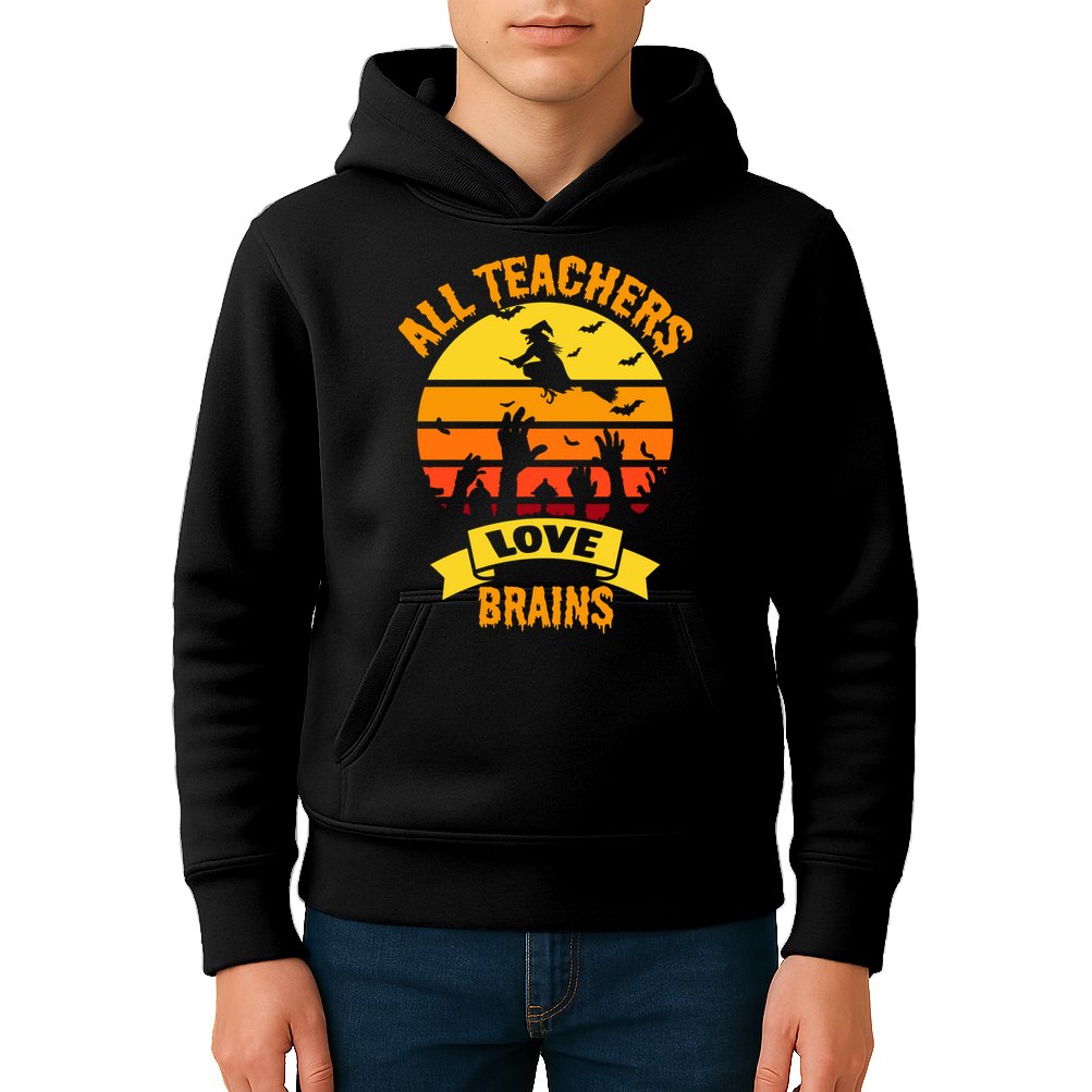 All Teachers Love Brains Kids Hoodie