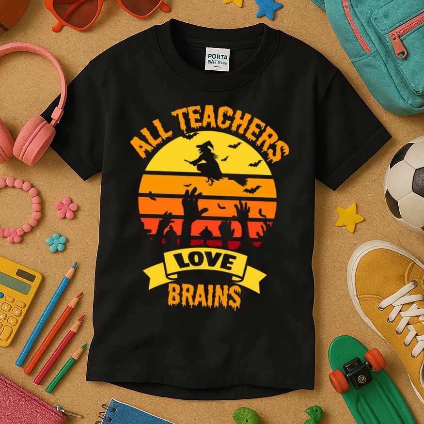 All Teachers Love Brains Kids T-Shirt