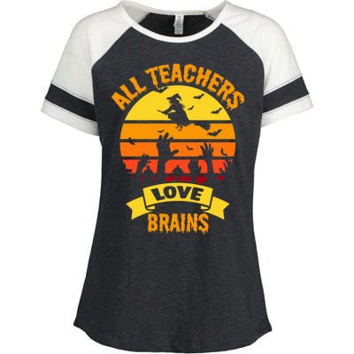 All Teachers Love Brains Enza Ladies Jersey Colorblock Tee