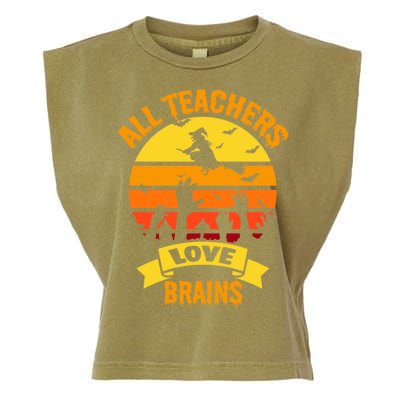 All Teachers Love Brains Garment-Dyed Women's Muscle Tee