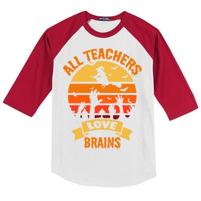 All Teachers Love Brains Kids Colorblock Raglan Jersey