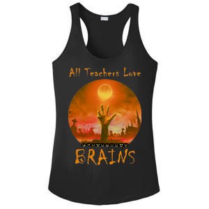 All Teachers Love Brains Zombie Ladies PosiCharge Competitor Racerback Tank