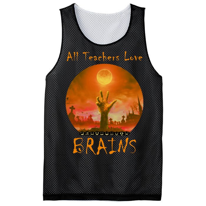 All Teachers Love Brains Zombie Mesh Reversible Basketball Jersey Tank