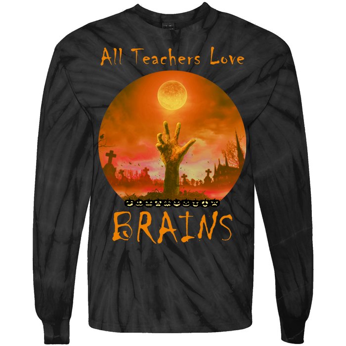 All Teachers Love Brains Zombie Tie-Dye Long Sleeve Shirt