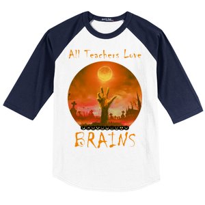 All Teachers Love Brains Zombie Baseball Sleeve Shirt