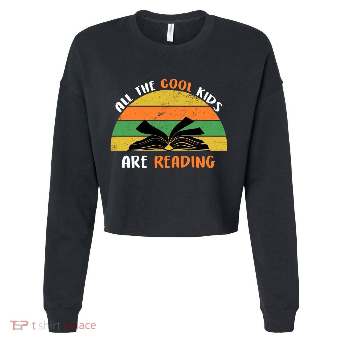 All The Cool Kids Are Reading Cropped Pullover Crew