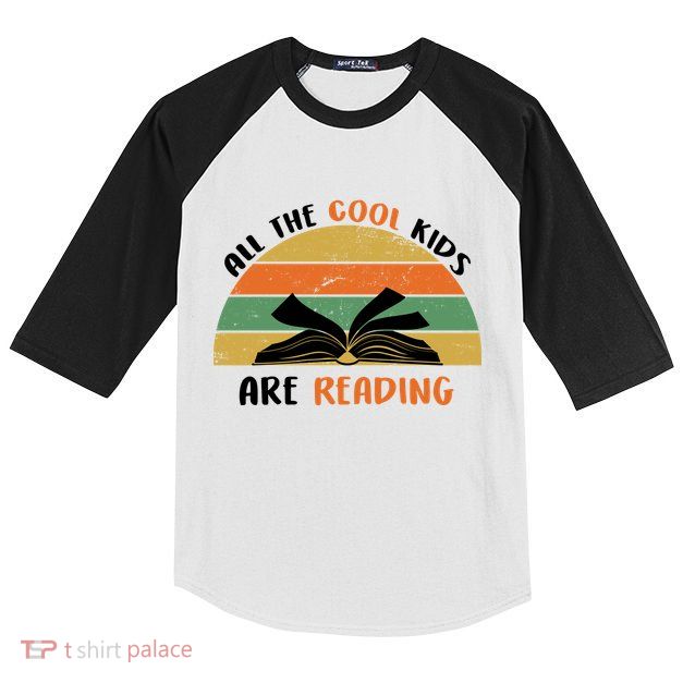 All The Cool Kids Are Reading Kids Colorblock Raglan Jersey