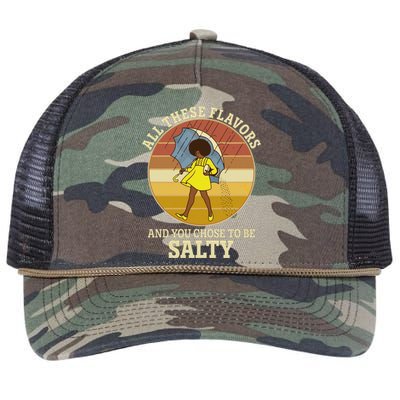 All These Flavors And You Chose To Be Salty Retro Rope Trucker Hat Cap