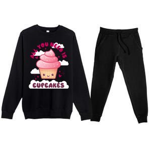 All You Need Is Cupcakes Premium Crewneck Sweatsuit Set