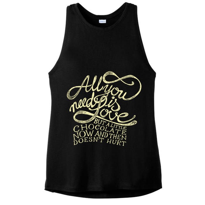 All You Need is Love but a Little Chocolate Doesn't Hurt Valentine's Day Ladies PosiCharge Tri-Blend Wicking Tank