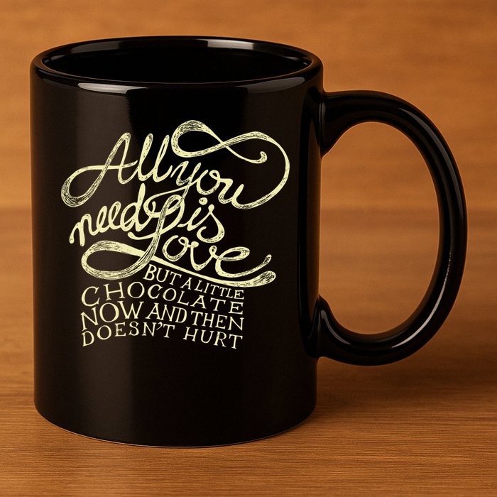 All You Need is Love but a Little Chocolate Doesn't Hurt Valentine's Day 11oz C Handle Ceramic Mug
