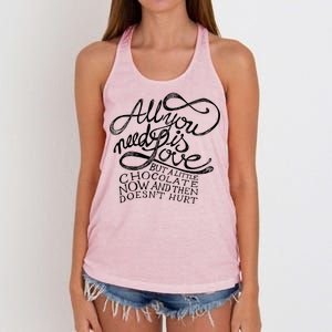 All You Need is Love but a Little Chocolate Doesn't Hurt Valentine's Day Women's Knotted Racerback Tank