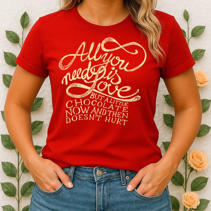 All You Need is Love but a Little Chocolate Doesn't Hurt Valentine's Day Womens T-Shirt