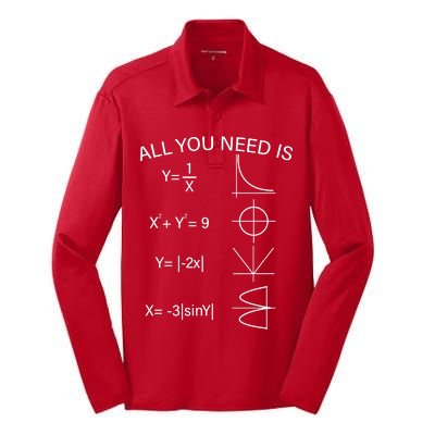 All You Need Is Love Math Equation Silk Touch Performance Long Sleeve Polo