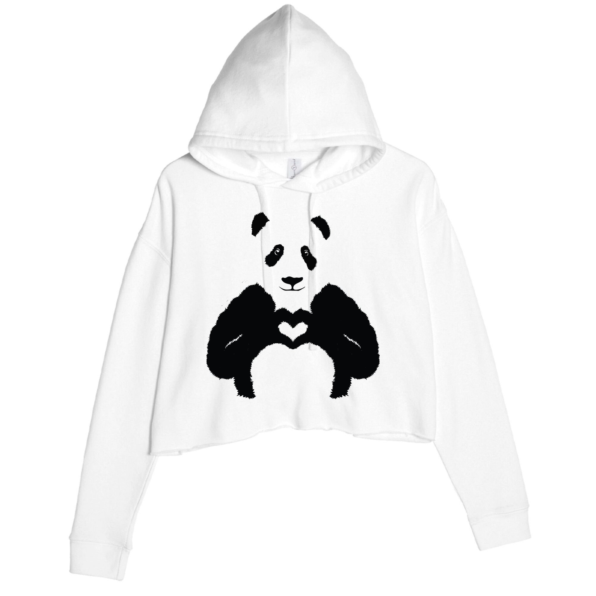 All You Need Is Love Panda Crop Fleece Hoodie