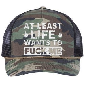 At Least Life Wants To Fuck Me T Funny Saying Novelty Retro Rope Trucker Hat Cap