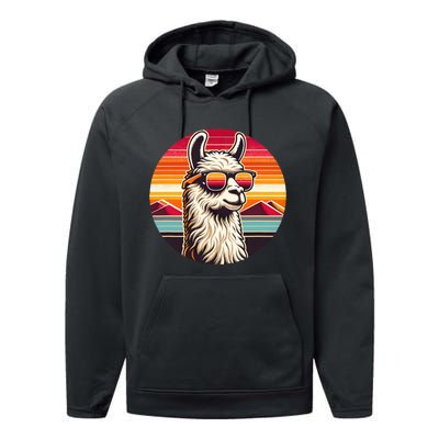 Alpaca Lover Llama Vintage Design With Camel Cute Animal Performance Fleece Hoodie