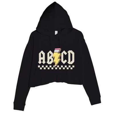 Abcd Lightning Leopard Pencil Back To School Crop Fleece Hoodie