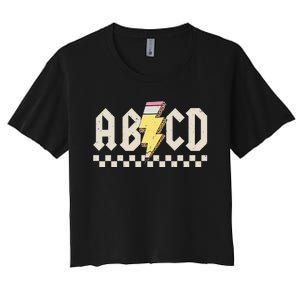 Abcd Lightning Leopard Pencil Back To School Women's Crop Top Tee