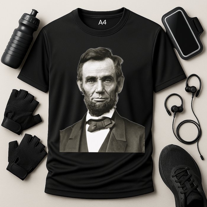 Abraham Lincoln Large Portrait Picture Cooling Performance Crew T-Shirt