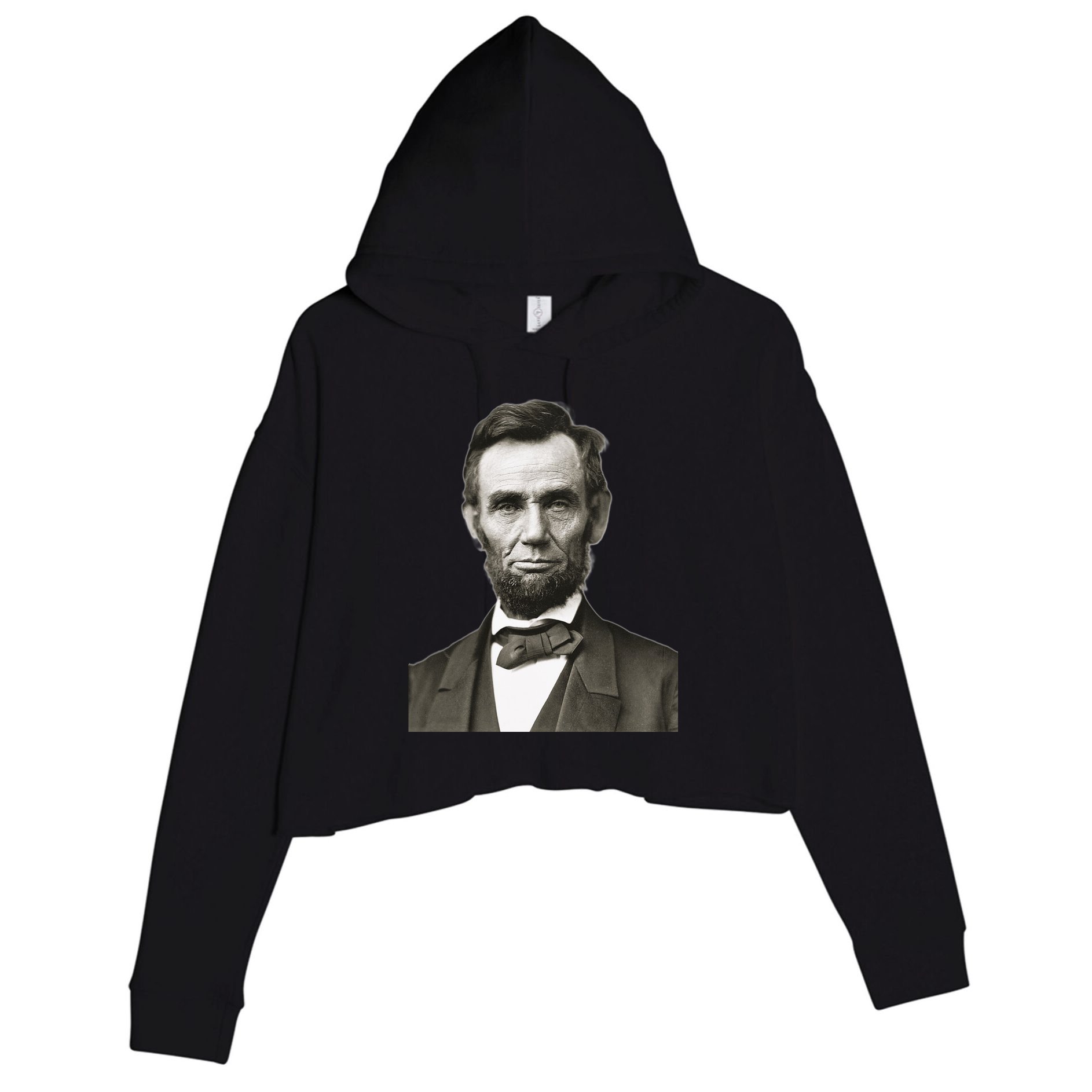 Abraham Lincoln Large Portrait Picture Crop Fleece Hoodie