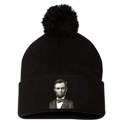 Abraham Lincoln Large Portrait Picture Pom Pom 12in Knit Beanie