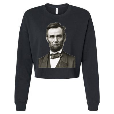 Abraham Lincoln Large Portrait Picture Cropped Pullover Crew