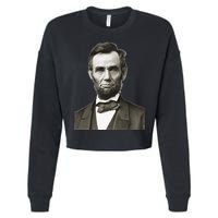 Abraham Lincoln Large Portrait Picture Cropped Pullover Crew