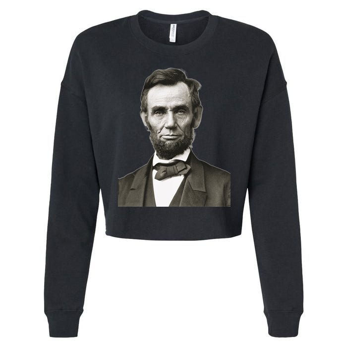Abraham Lincoln Large Portrait Picture Cropped Pullover Crew