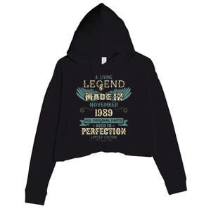 A Living Legend Born In November 1989 – Happy Birthday Crop Fleece Hoodie