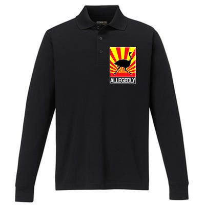 Allegedly Ostrich Performance Long Sleeve Polo